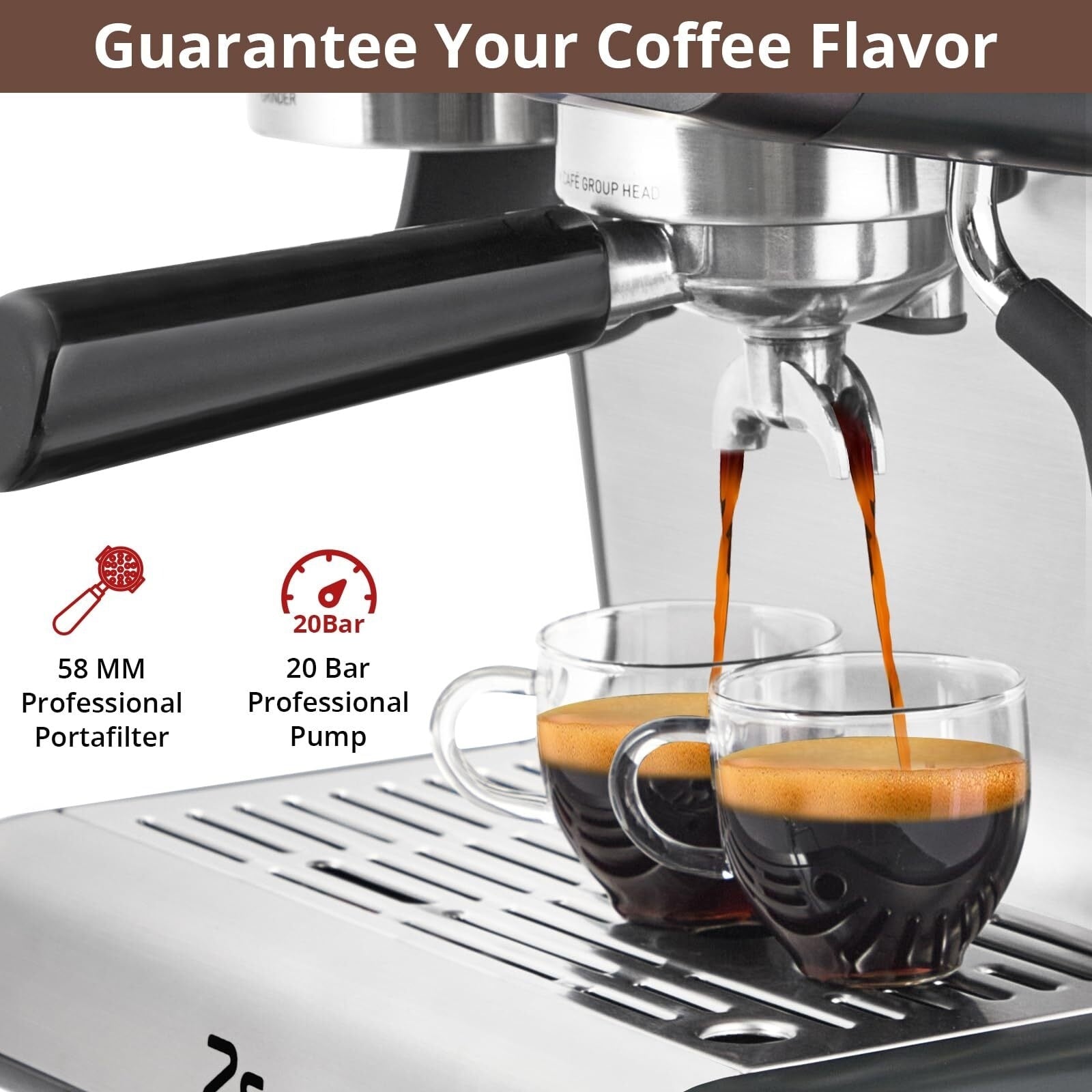 20 Bar Automatic Espresso Coffee Maker with Milk Frother for Home Barista