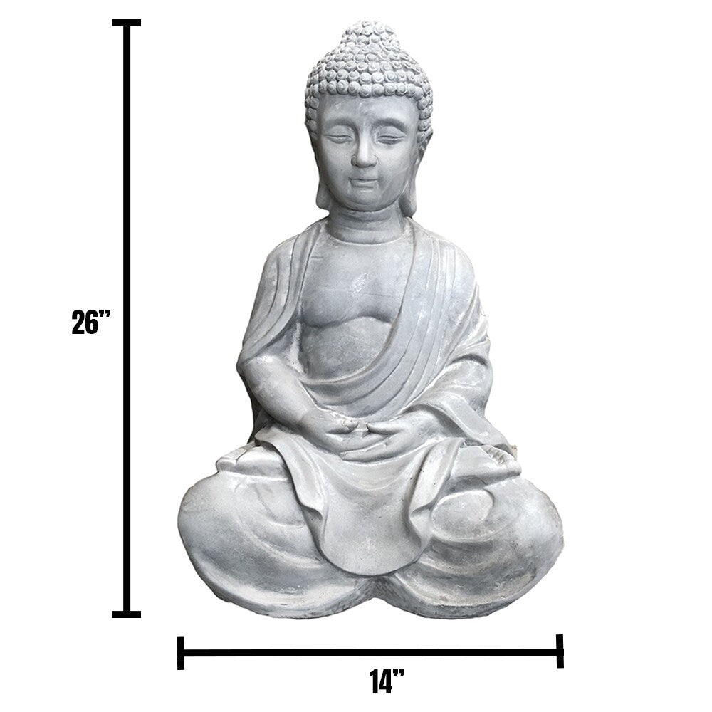 25.6-in. Lightweight Concrete Meditating Buddha Statue
