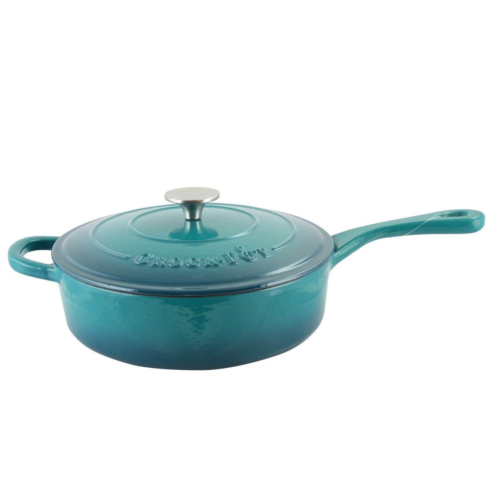 3.5 Quart Enameled Cast Iron Saute Pan W/ Lid in Turquoise Ombre