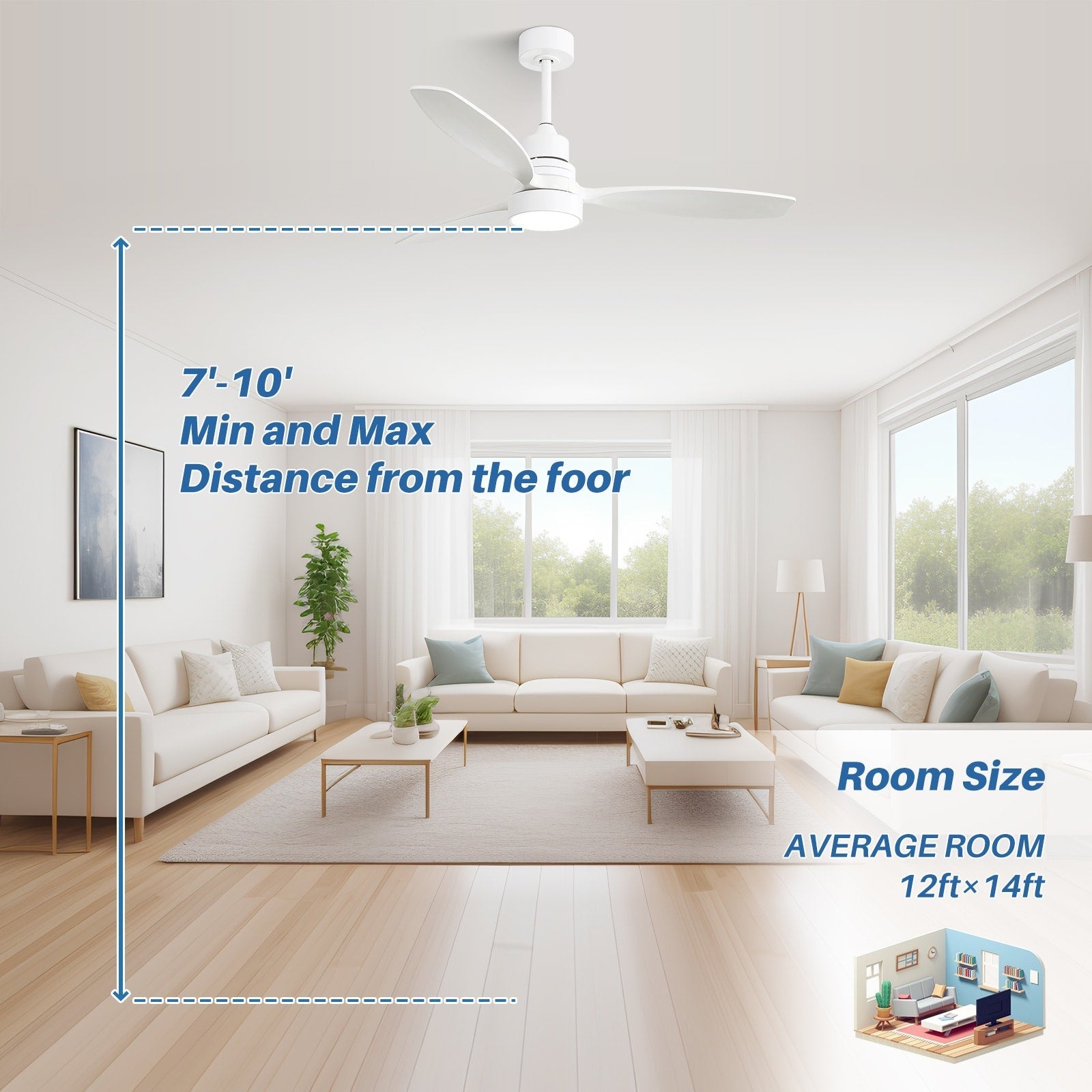 48 and 52 Integrated LED Ceiling Fan with Light and Remote, Reversible DC Motor