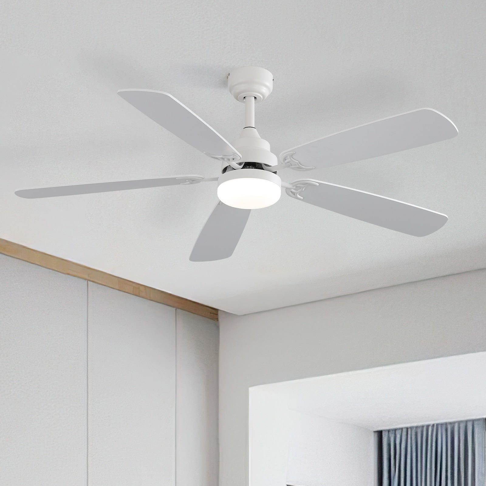 48 and 52 Integrated LED Ceiling Fan with Light and Remote, Reversible DC Motor
