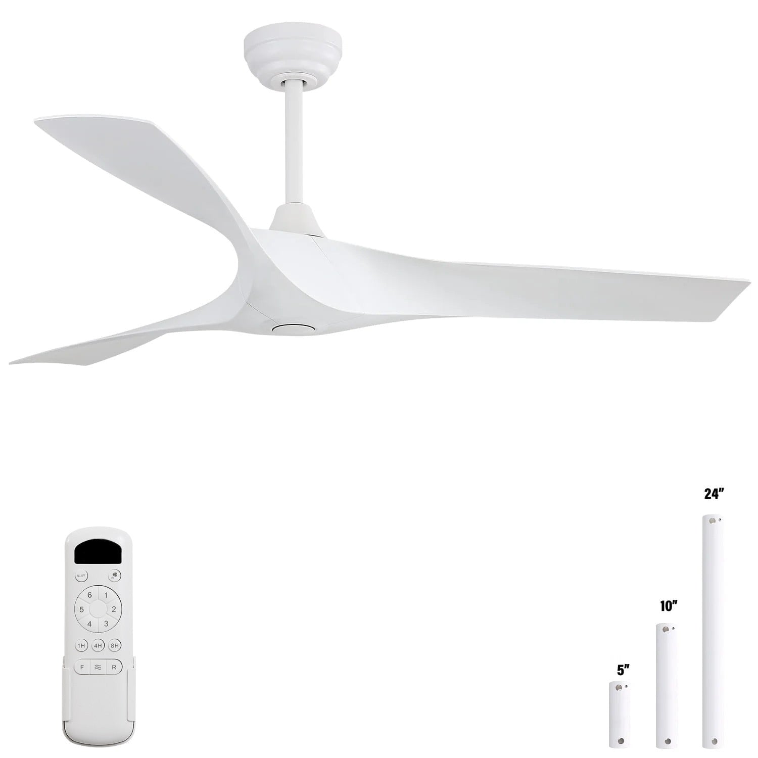 52 inch Modern Solid Wood / ABS Ceiling Fan With Remote Control(No Light),6 WInd Speed,Reversible Airflow