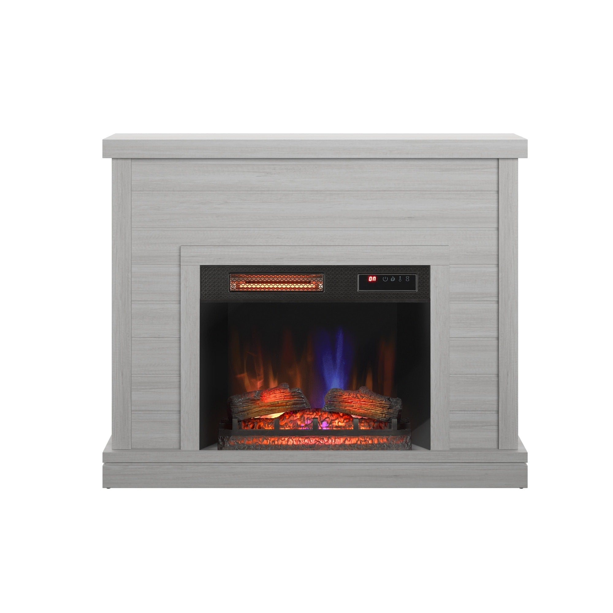 52 Shiplap Wall Mantel with 3D Fireplace Insert