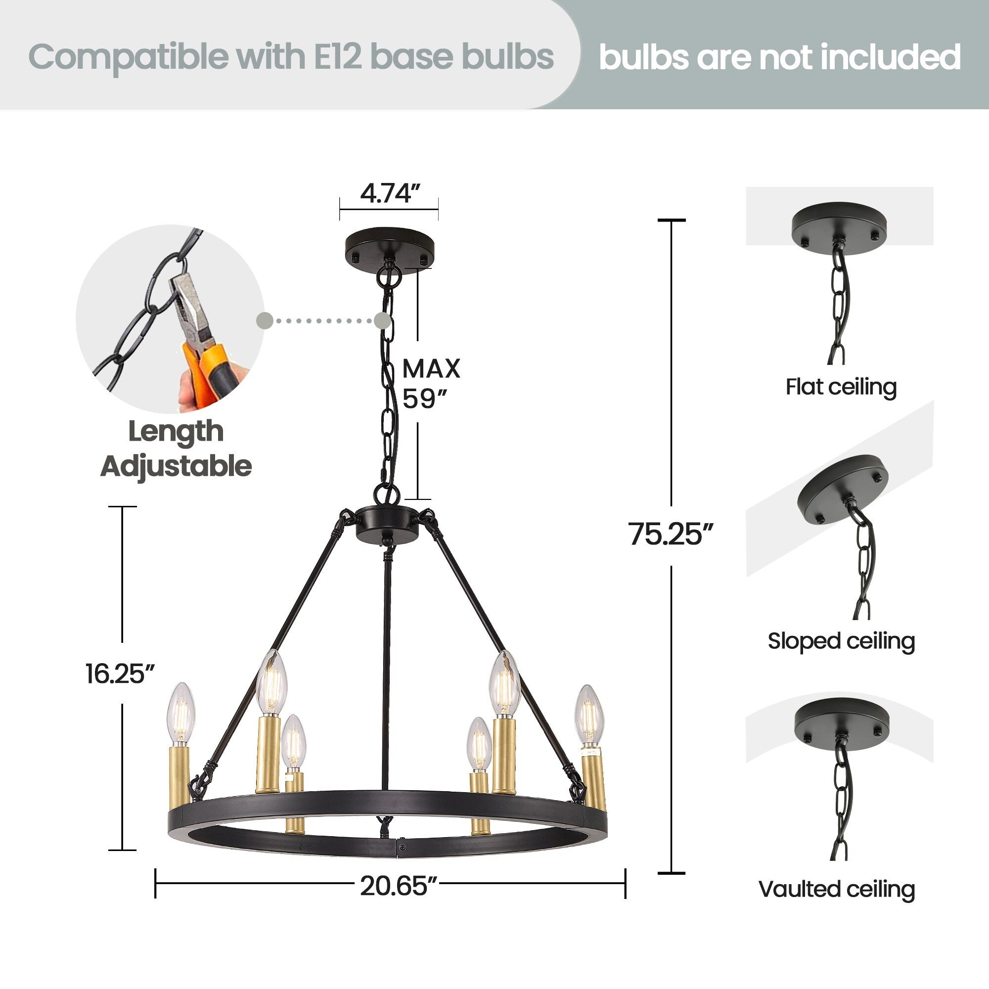 54-inch Round Wagon Wheel 24-light Chandelier