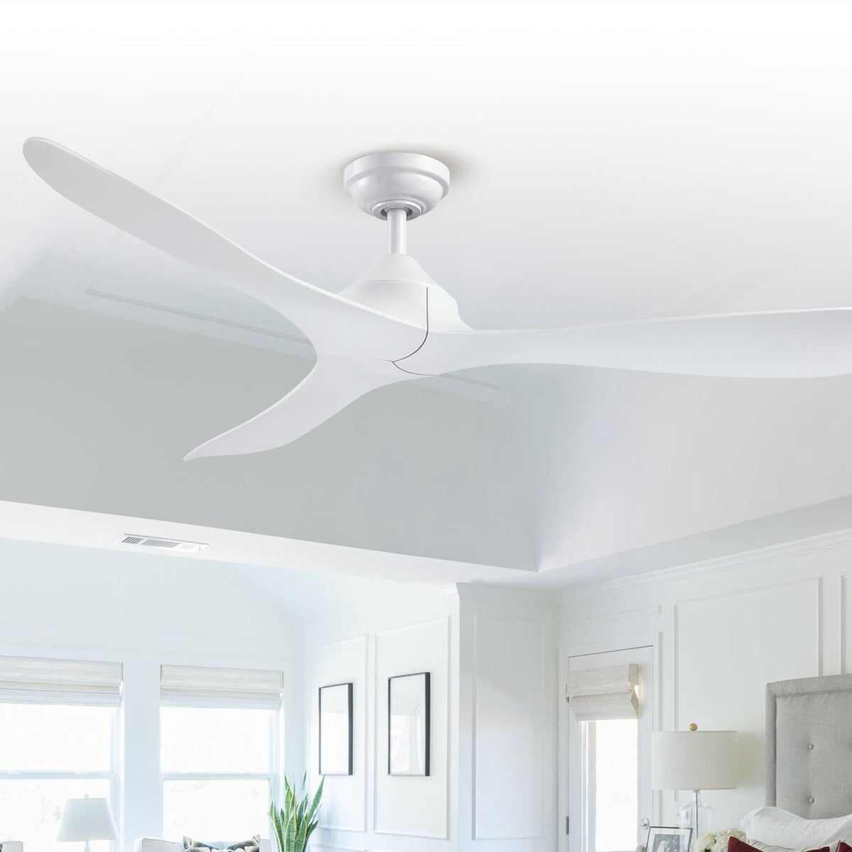56 Modern Black 3-Blade Propeller DC Ceiling Fan with Remote
