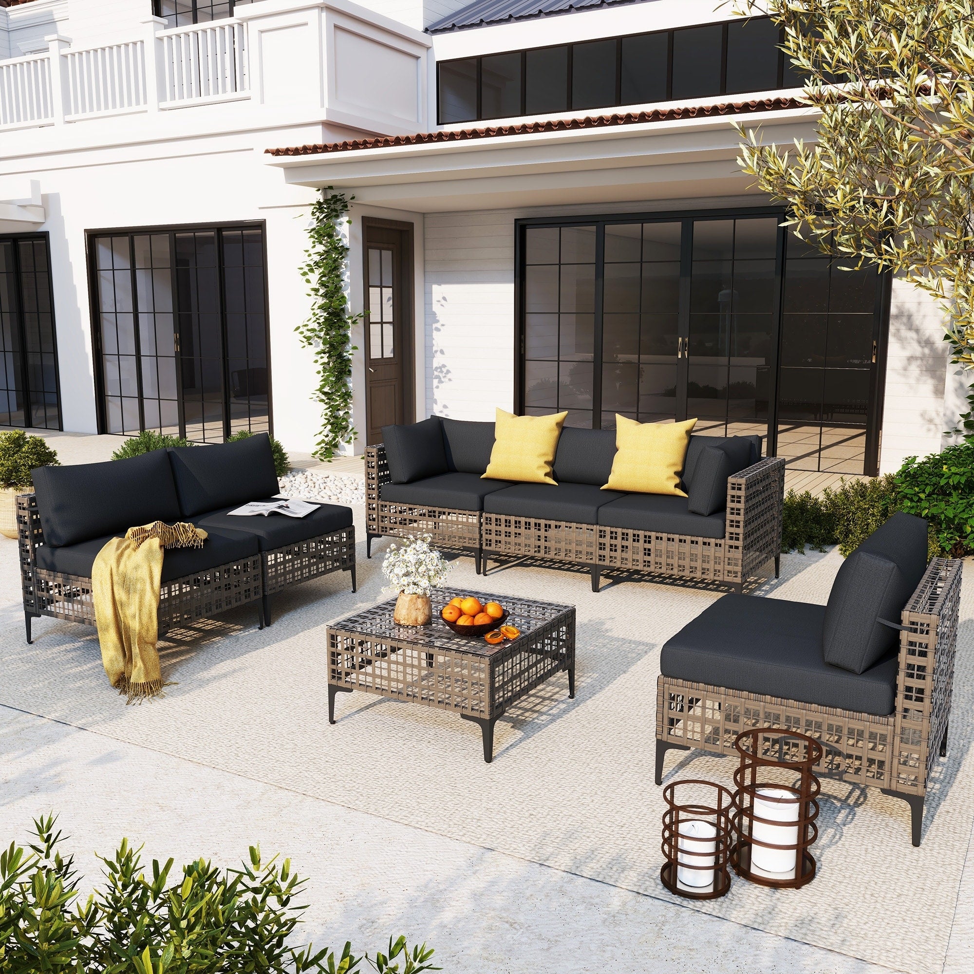 6 - Person Outdoor Sectional Seating Group with Cushions