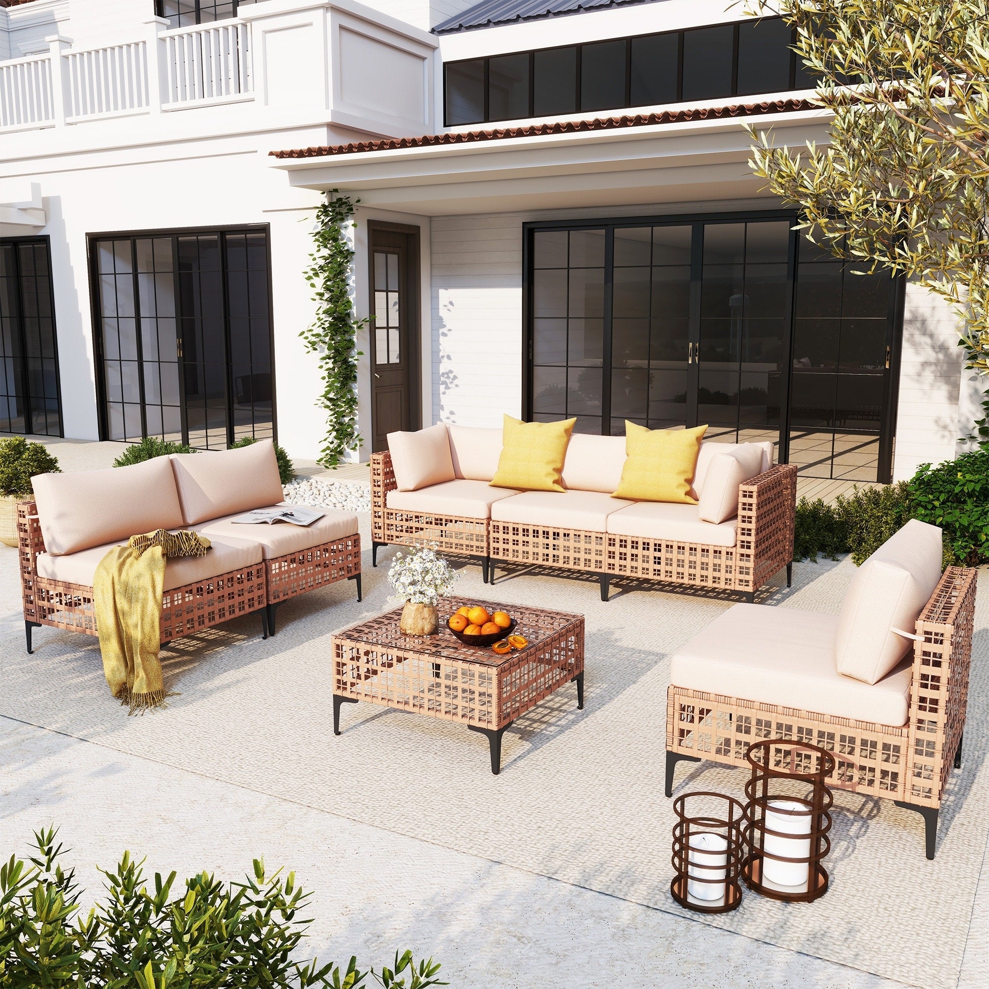6 - Person Outdoor Sectional Seating Group with Cushions