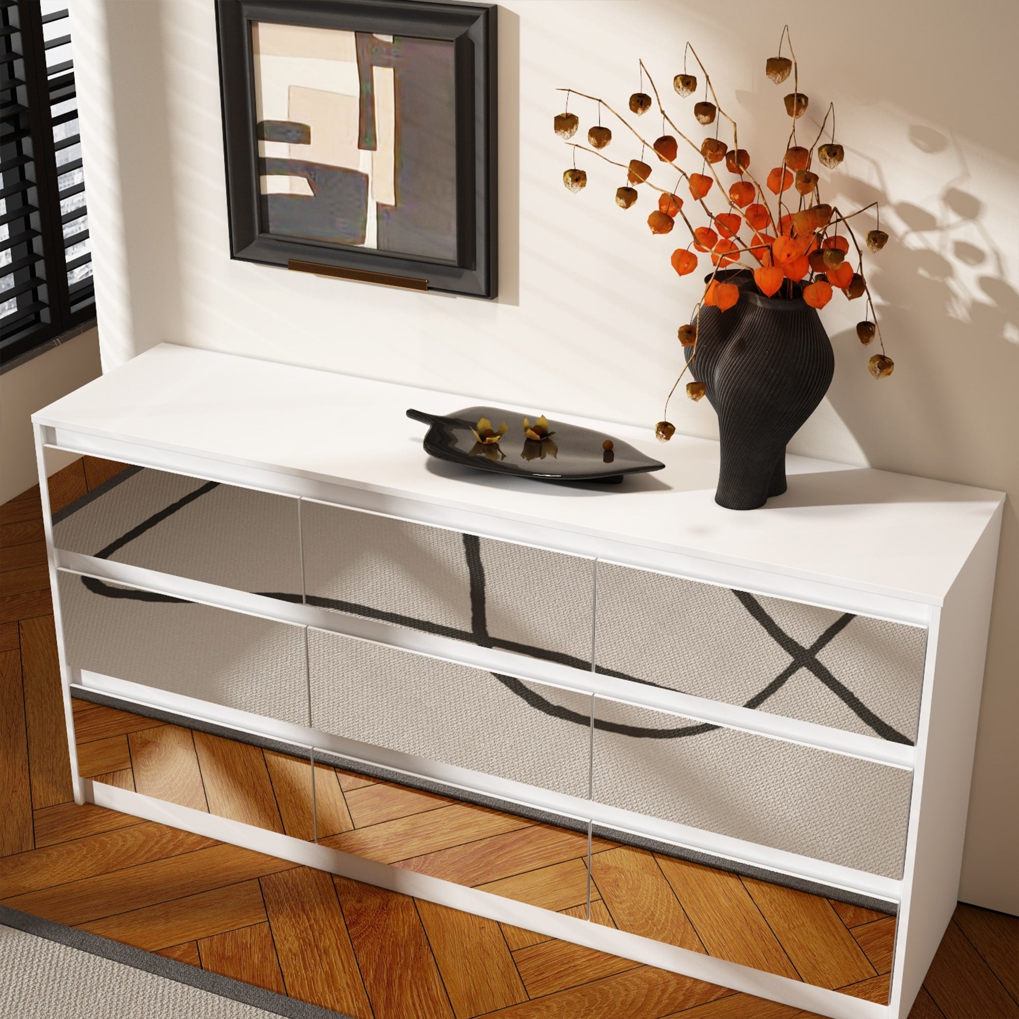 63W 9 Drawer Dresser Accent Dresser for Living Room Bedroom Chest