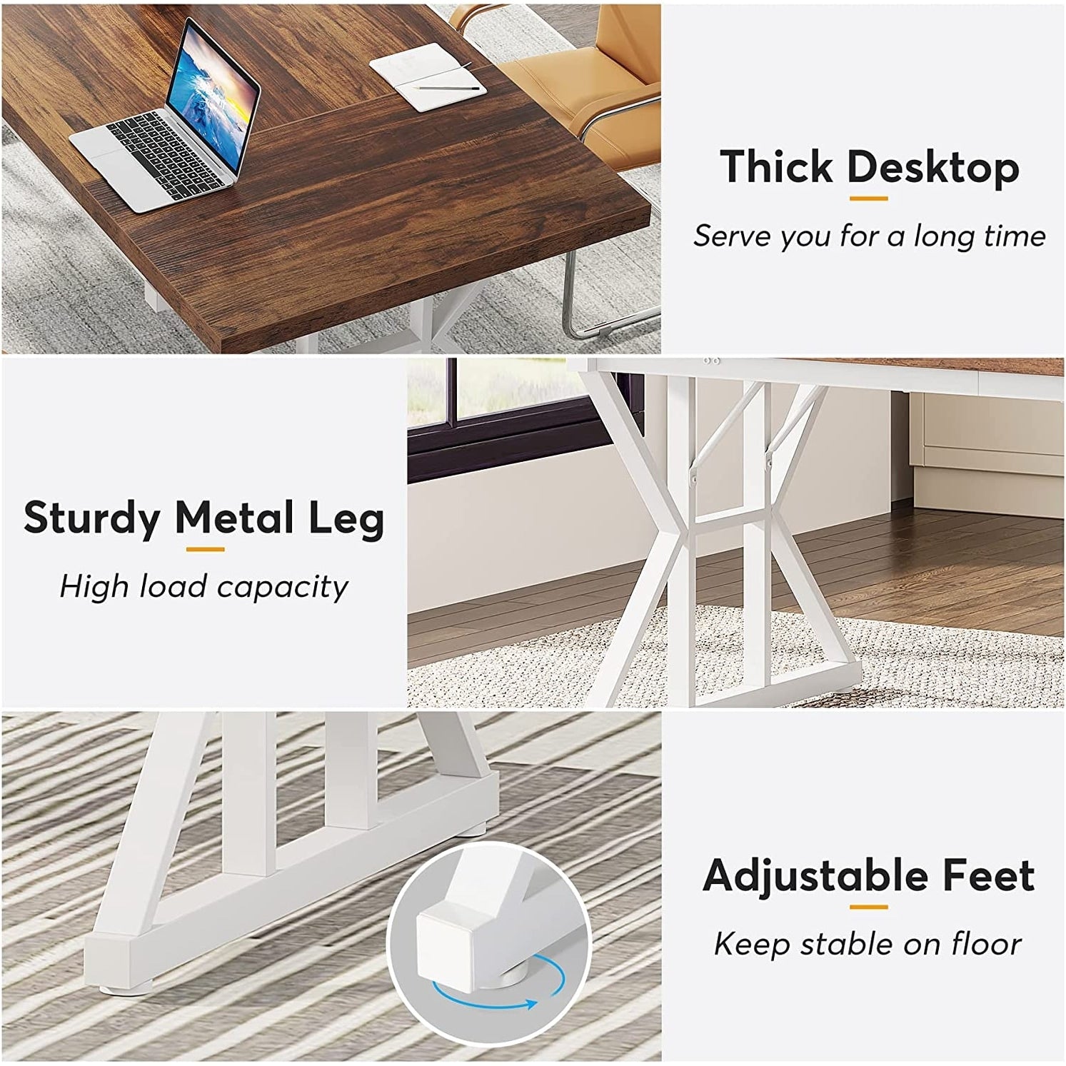 70.8-Inch Executive Desk, Large Computer Office Desk Workstation