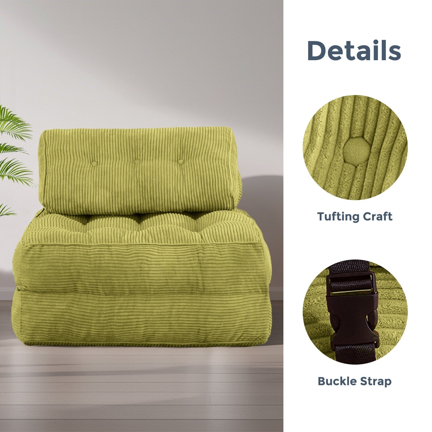 8 Corduroy Folding Couch Sofa Bed,Single