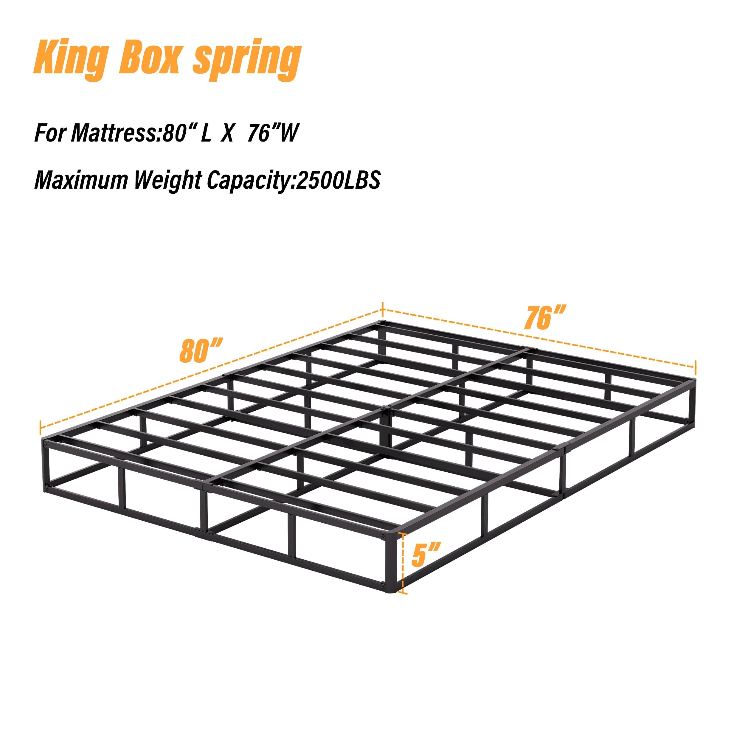5 Inch Low Profile Metal Spring, Heavy Duty Structure with Grey Cover