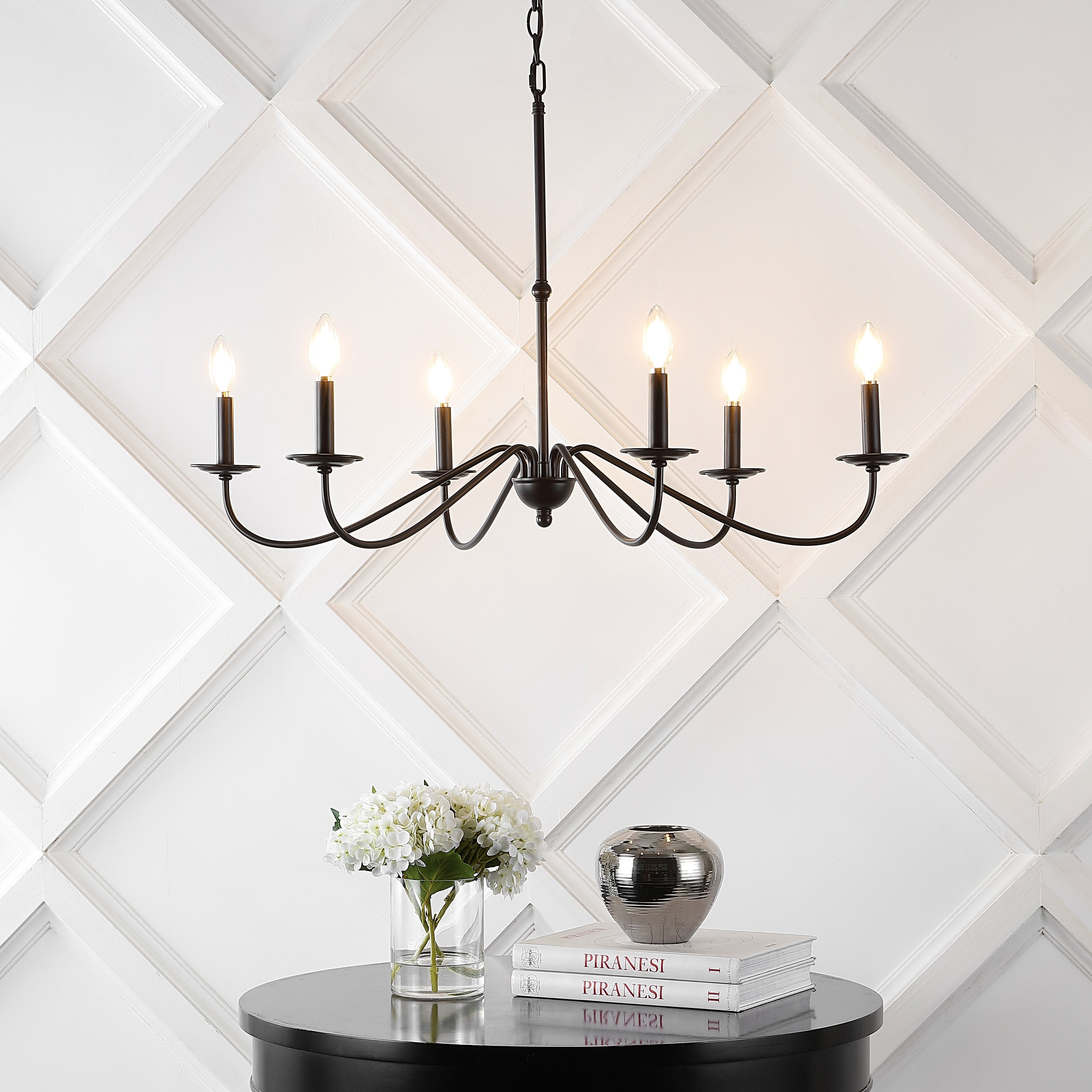 34.75 6-Light Iron LED Chandelier, by JONATHAN Y