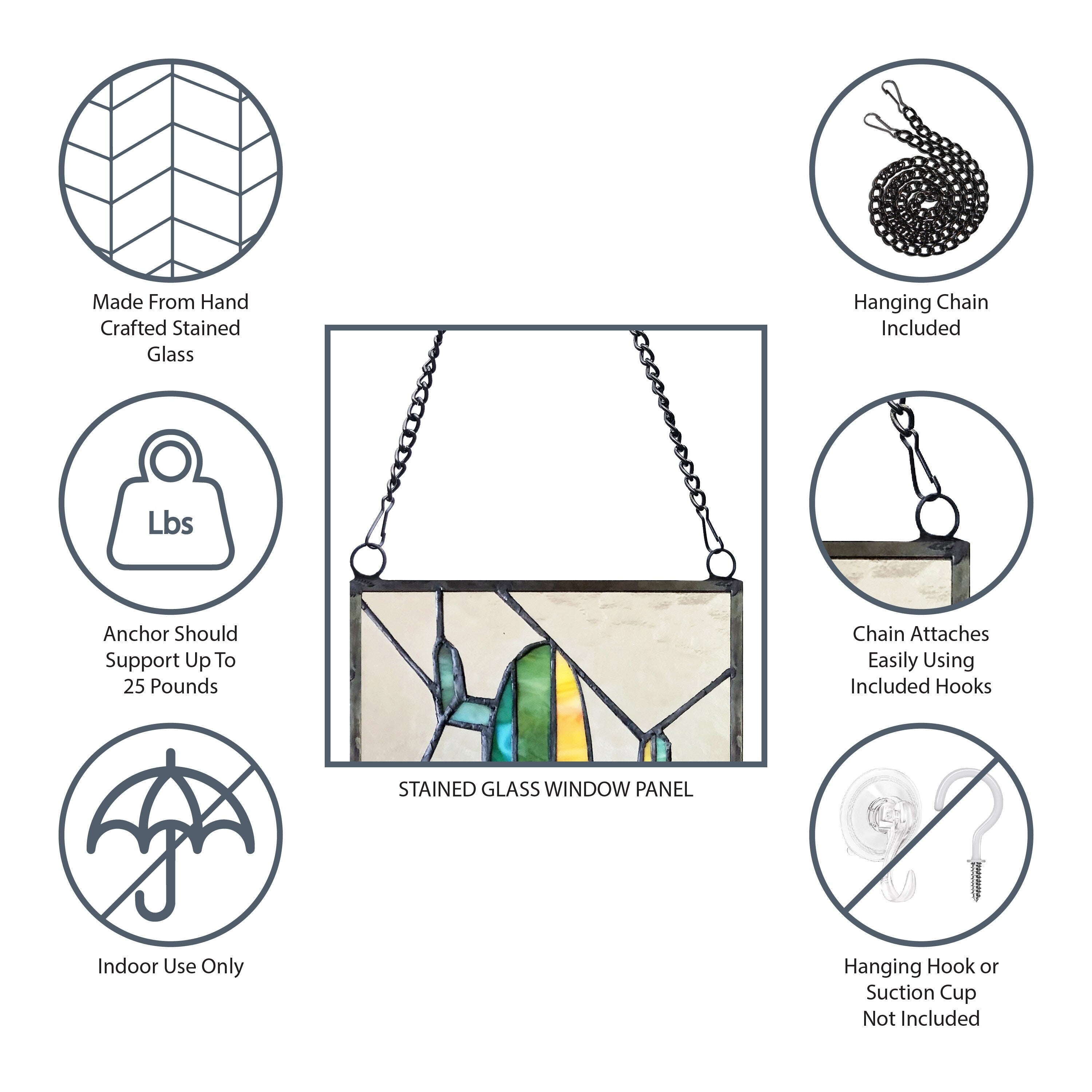 22 H Victorian Stained Glass Window Panel by River of Goods