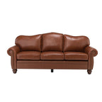 Flavio 81″ Genuine Leather Sofa – Vintage Glam Mid-Century Design