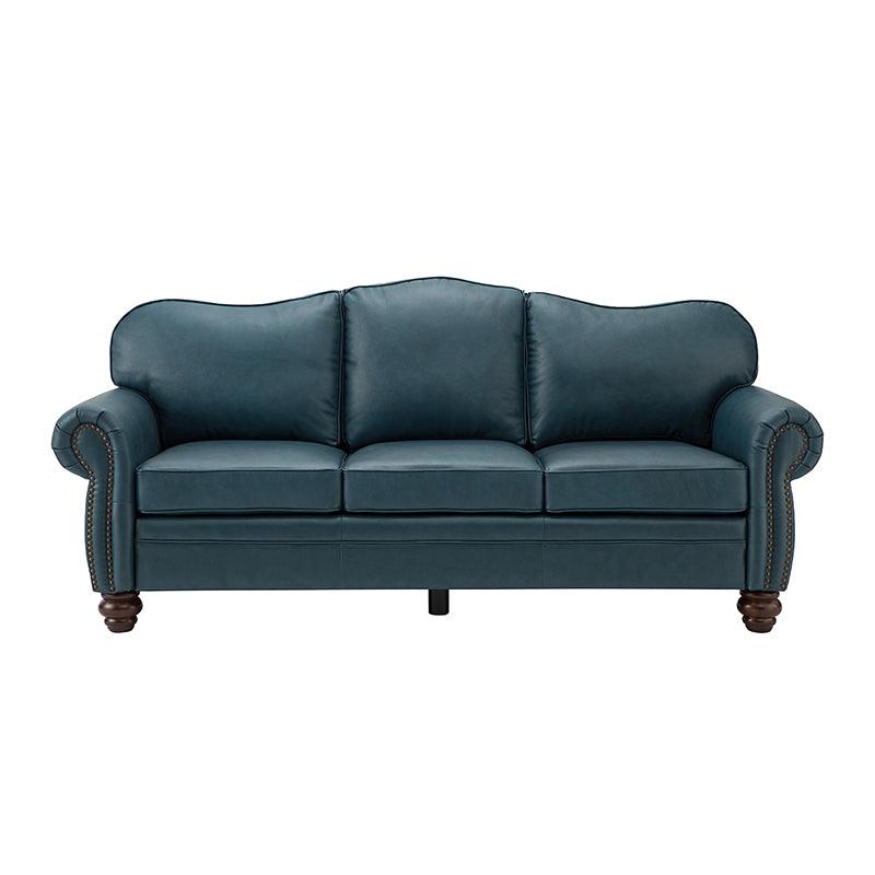 Flavio 81″ Genuine Leather Sofa – Vintage Glam Mid-Century Design