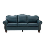 Flavio 81″ Genuine Leather Sofa – Vintage Glam Mid-Century Design