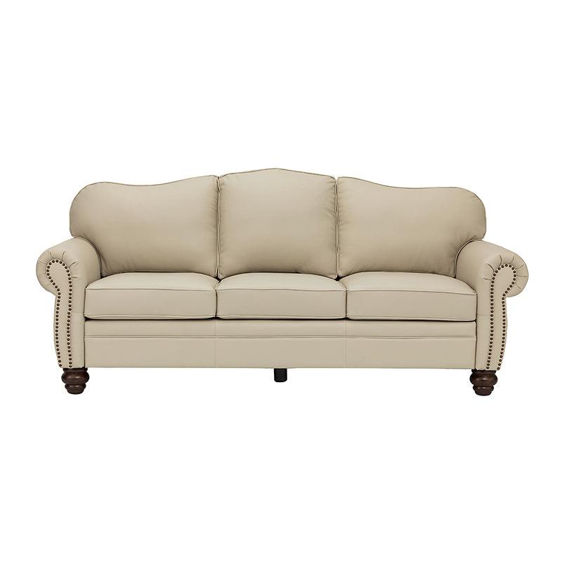 Flavio 81″ Genuine Leather Sofa – Vintage Glam Mid-Century Design