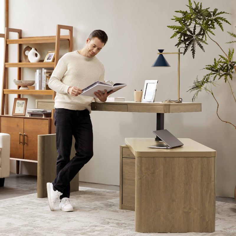 Veritas 360-Degree Rotating Desk Electric Adjustable Standing Desk with Flip-Top Lid
