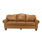 Flavio 81″ Genuine Leather Sofa – Vintage Glam Mid-Century Design