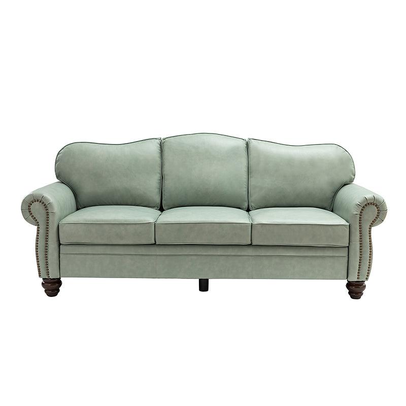 Flavio 81″ Genuine Leather Sofa – Vintage Glam Mid-Century Design