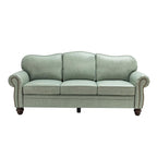 Flavio 81″ Genuine Leather Sofa – Vintage Glam Mid-Century Design