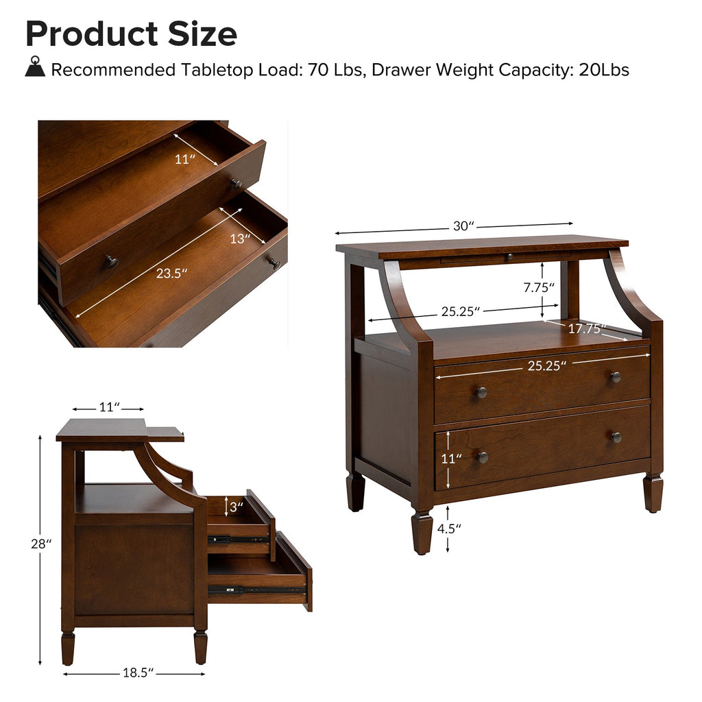 Grace 2 - Drawer Nightstand Chest with Built-in Outlets