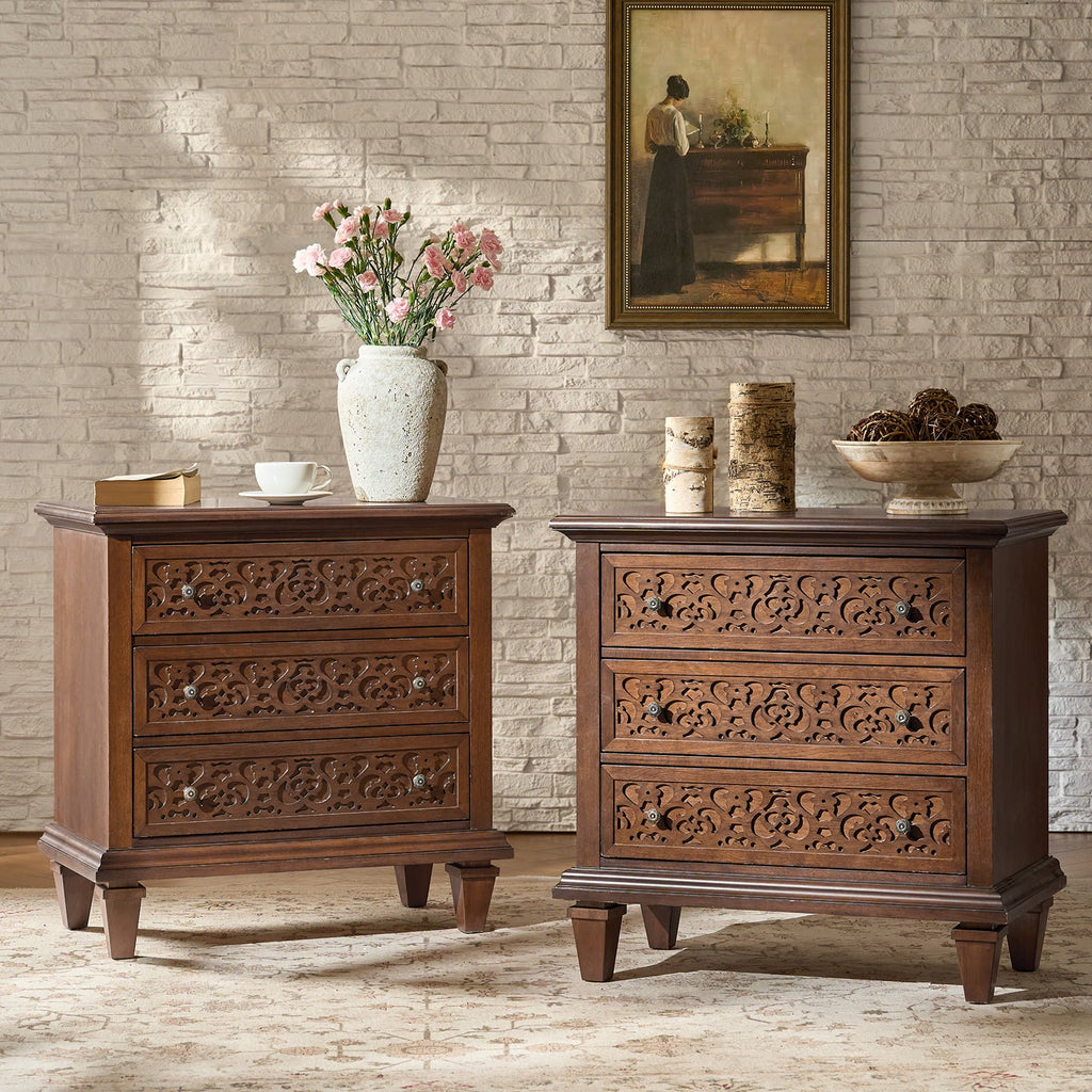 Colombo 3-Drawer Nightstand with Built-In Outlets(Optional Types)