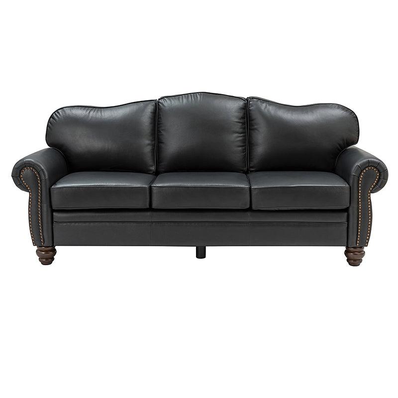 Flavio 81″ Genuine Leather Sofa – Vintage Glam Mid-Century Design
