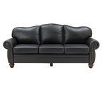 Flavio 81″ Genuine Leather Sofa – Vintage Glam Mid-Century Design