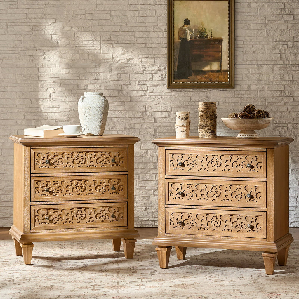 Colombo 3-Drawer Nightstand with Built-In Outlets(Optional Types)