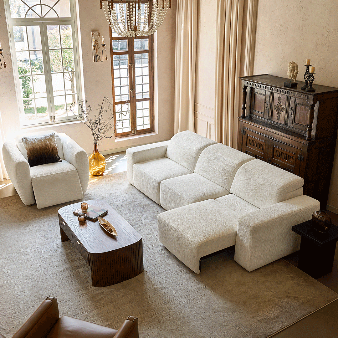 Moussea Modern Chenille Power Reclining Sofa with Sofa Bed Functionality