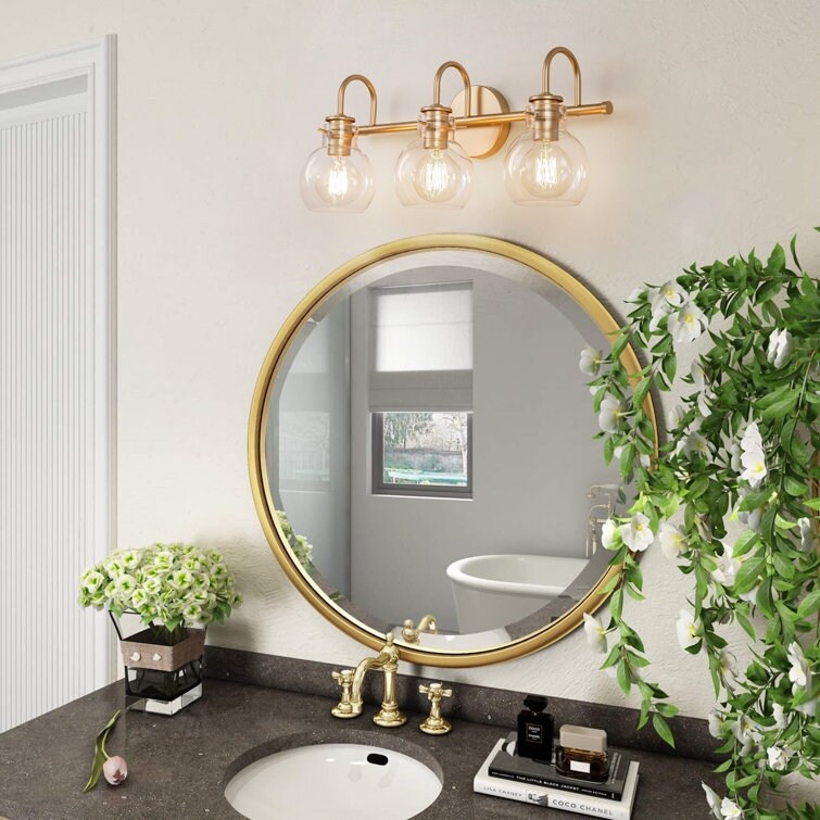 2/3 Light Bathroom Vanity Light Wall Sconce with Glass Shade