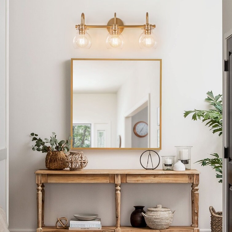 2/3 Light Bathroom Vanity Light Wall Sconce with Glass Shade