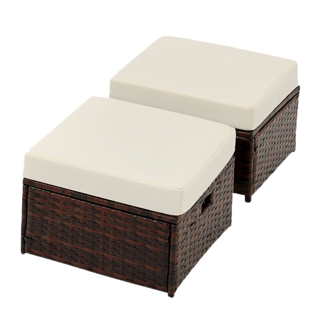 2-PC Patio Wicker Ottomans--Clearance