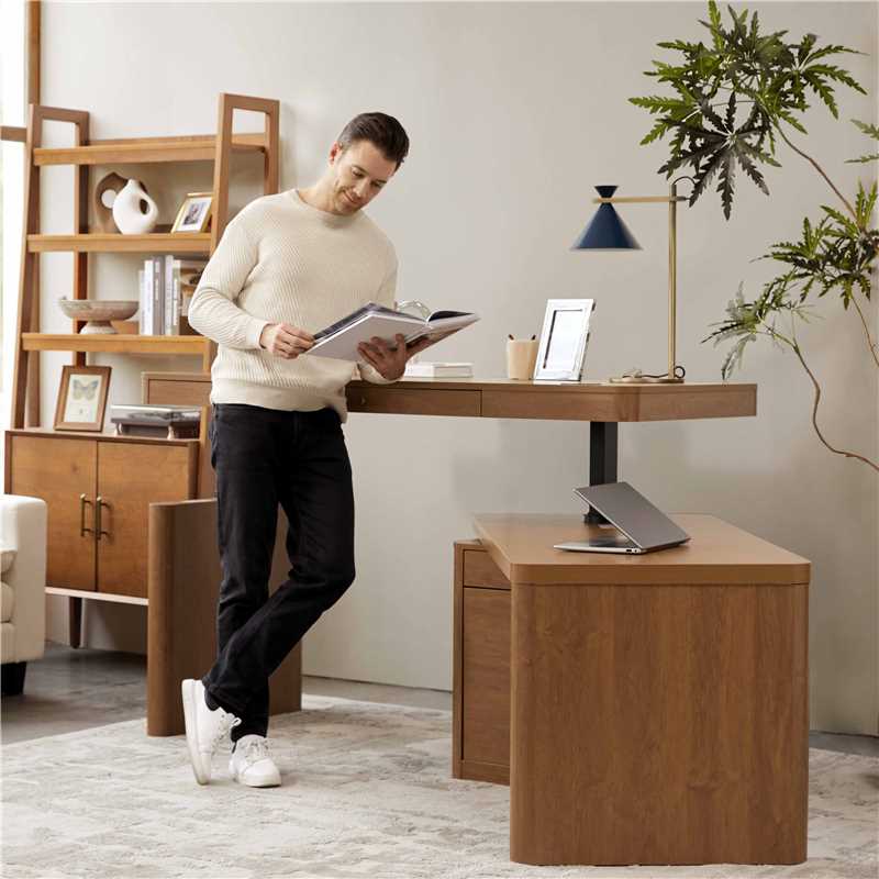 Veritas 360-Degree Rotating Desk Electric Adjustable Standing Desk with Flip-Top Lid