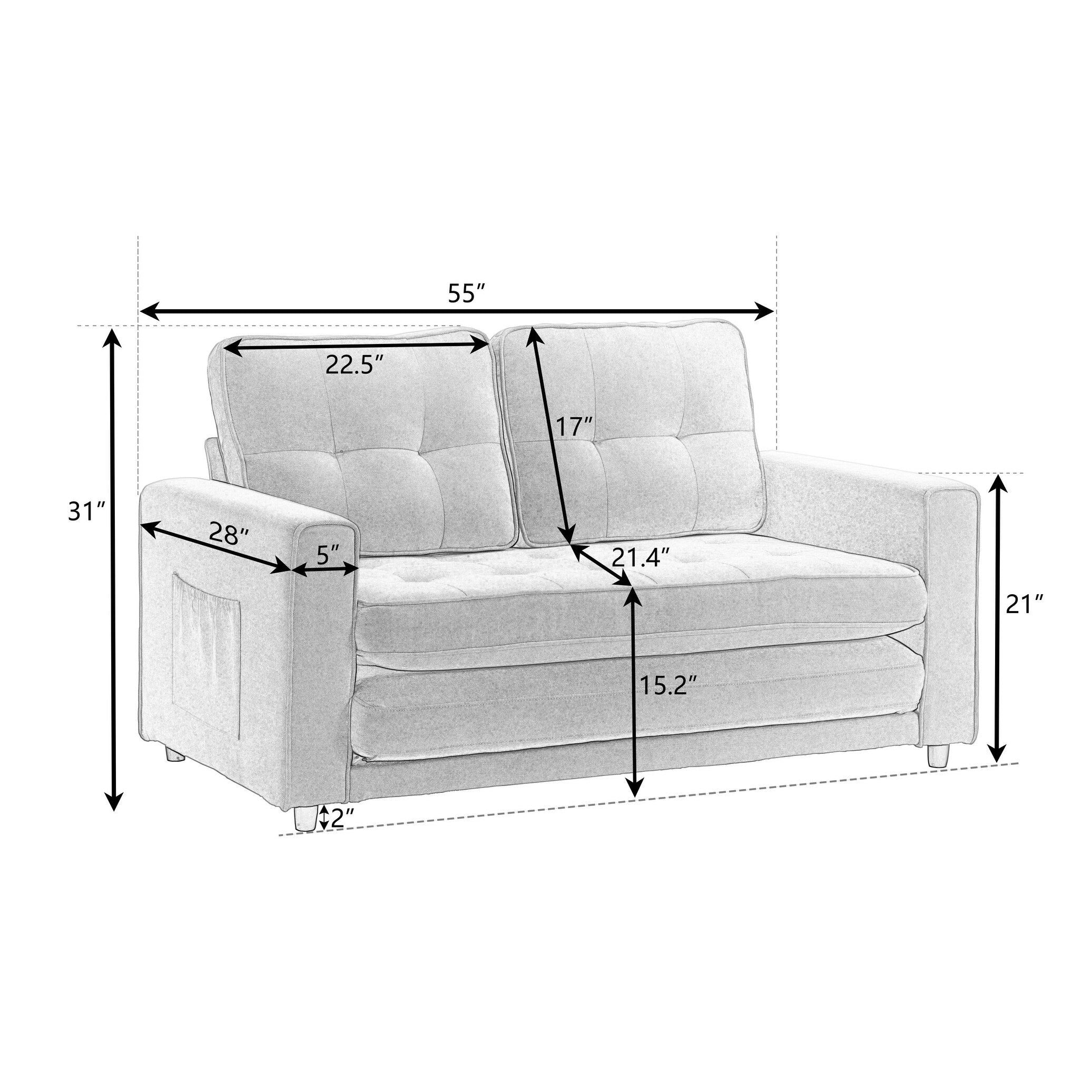 3 Fold Convertible Futon Couch Sleeper Sofa Bed