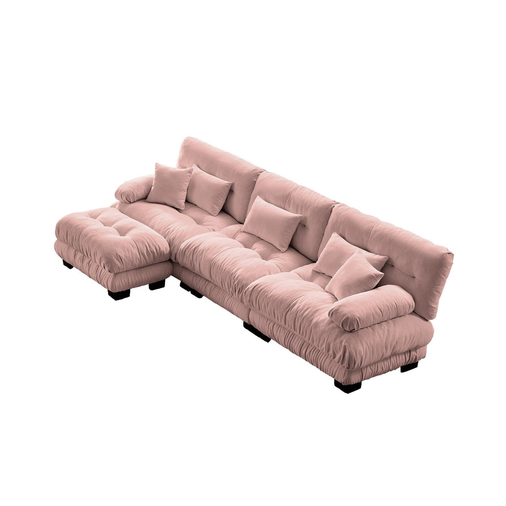 3-Seat Modular Sectional Sofa Deep Seat Couch L Shaped Cloud Couch with Convertible Ottoman for Living Room