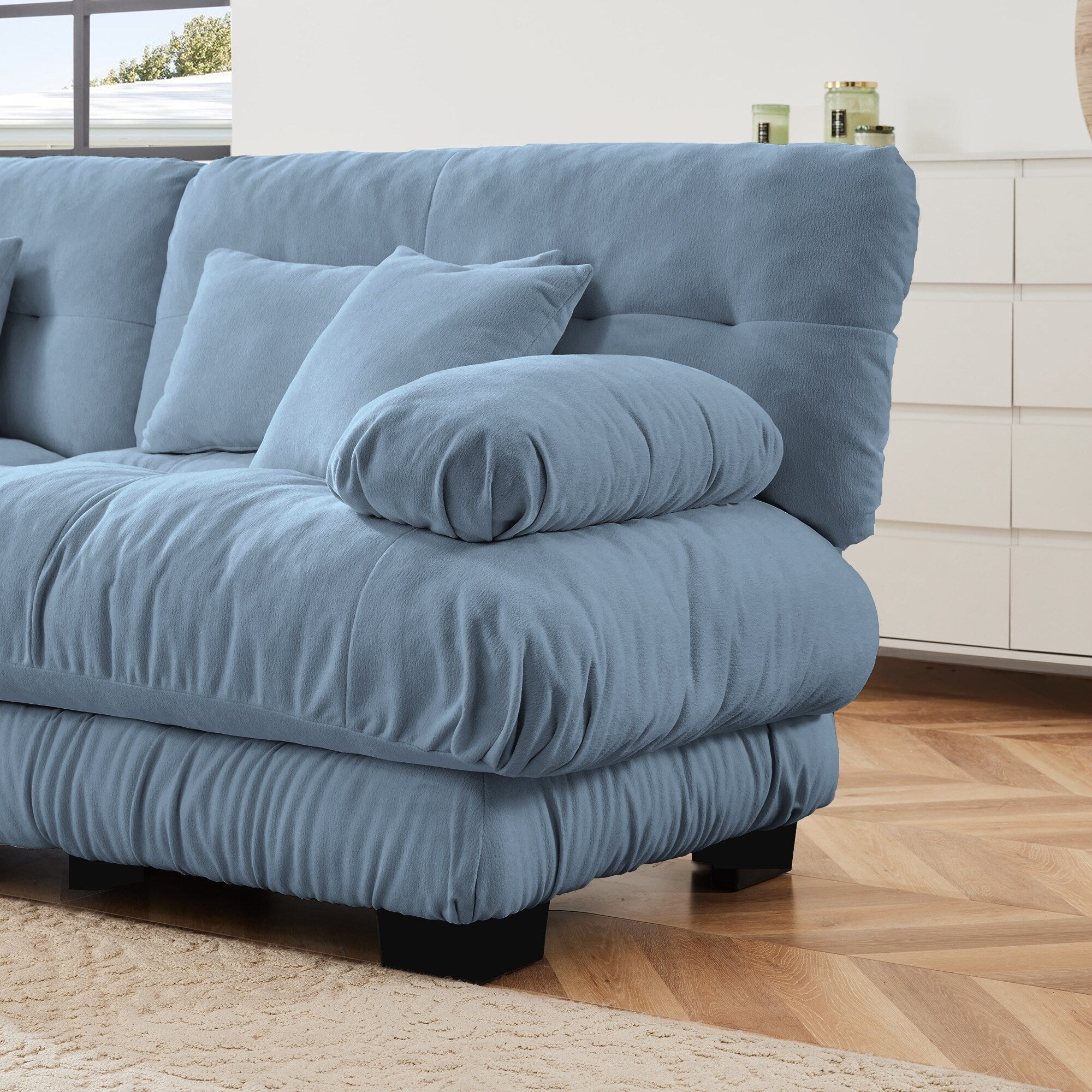 3-Seat Modular Sectional Sofa Deep Seat Couch L Shaped Cloud Couch with Convertible Ottoman for Living Room