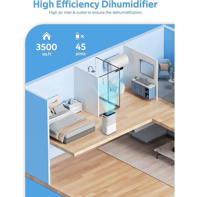 3500 Sq. Ft Dehumidifiers for Basements, Home, Large Room and Bedroom, Garage dehumidifier with Low Noise