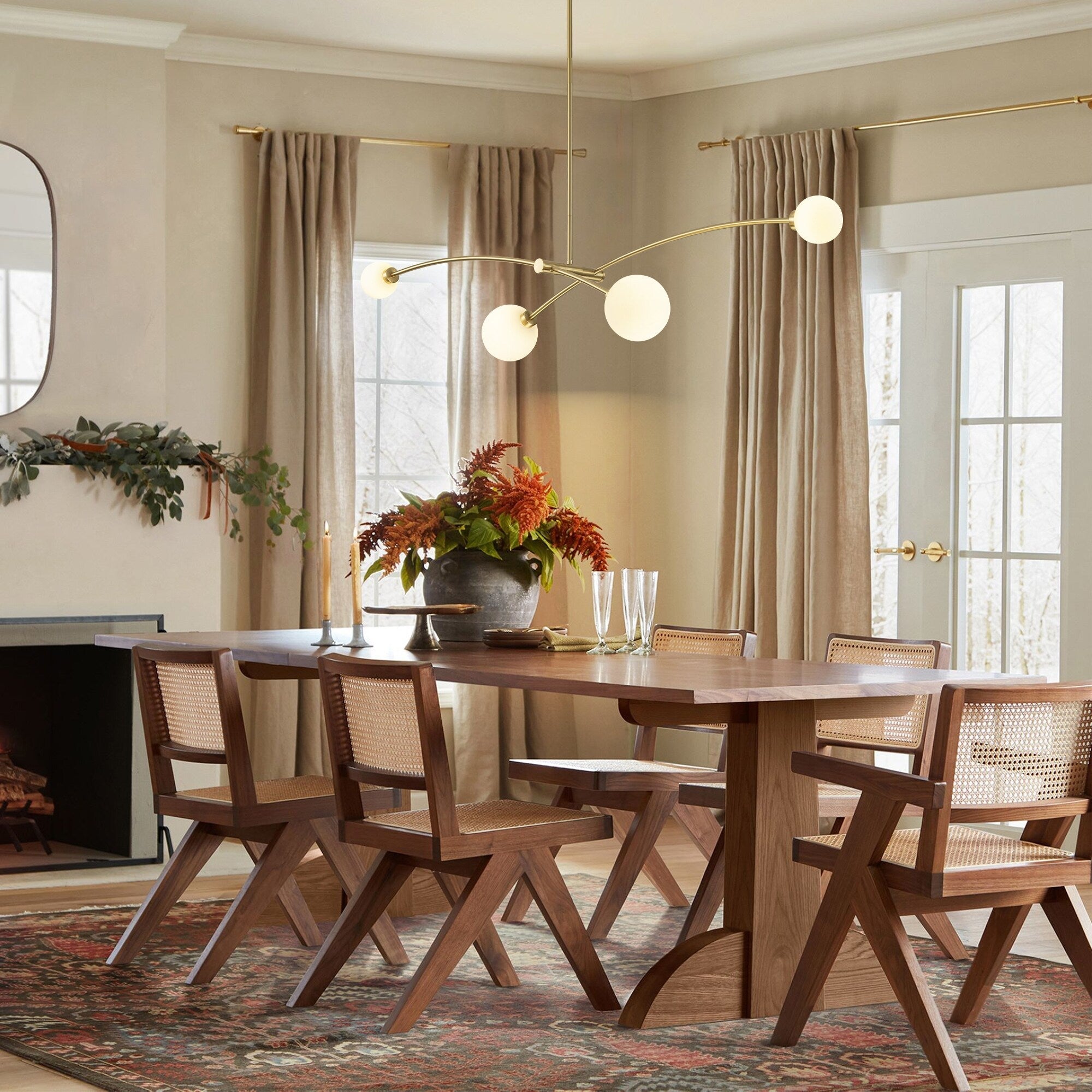 4-Light Modern Gold Simple Linear Sputnik Pendant Island Light/ Dining Room Light - 51.18 in. W x 11.02 in. D x 5.91 in. H