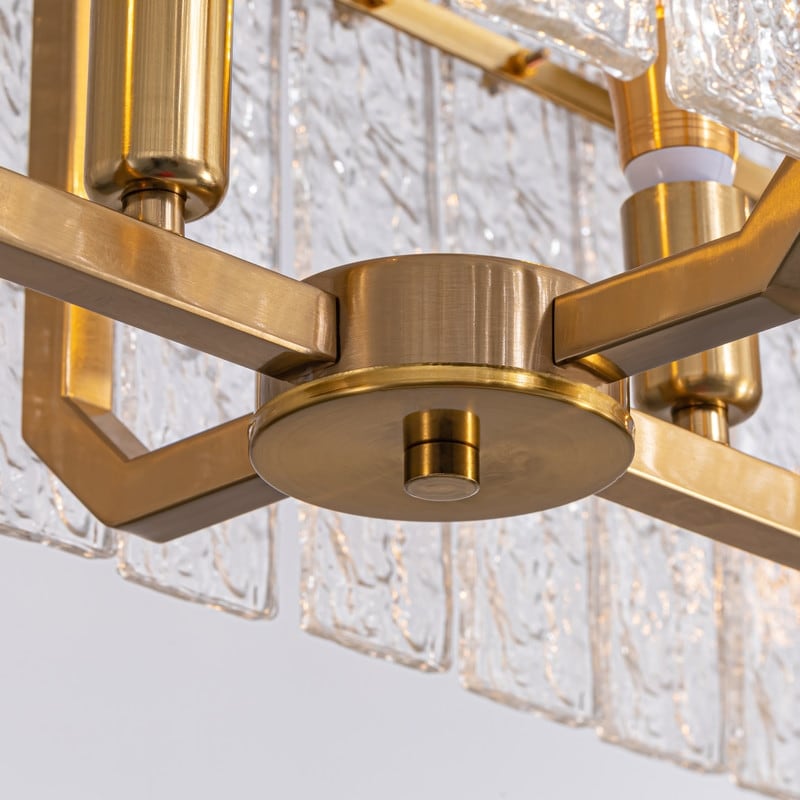 40 in. Linear Modern Crystal Chandeliers 16-Light Brass Gold Rectangular Chandelier for Dining Living Room Kitchen Island