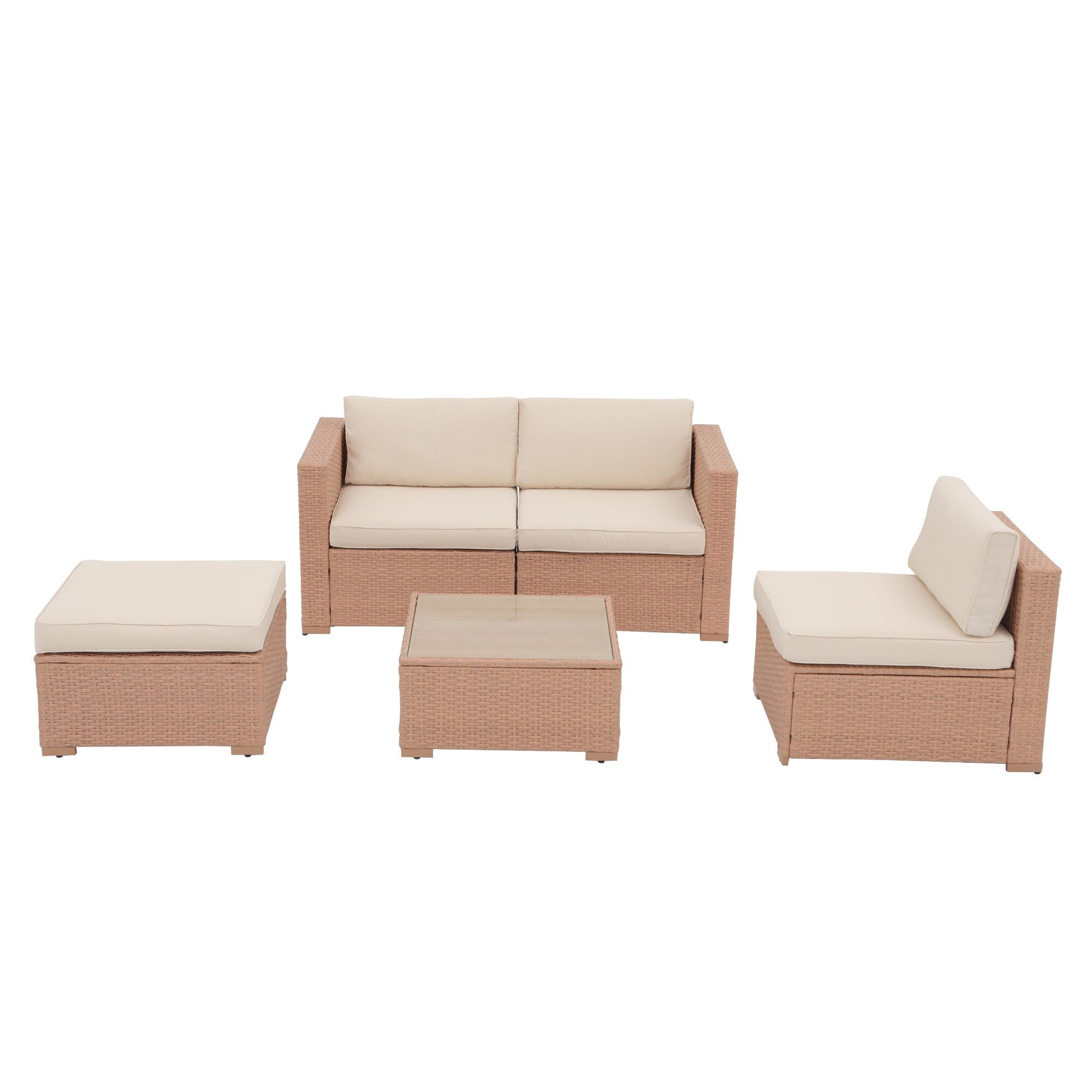 5-piece Outdoor Wicker Sectional Sofa Set with Cushions