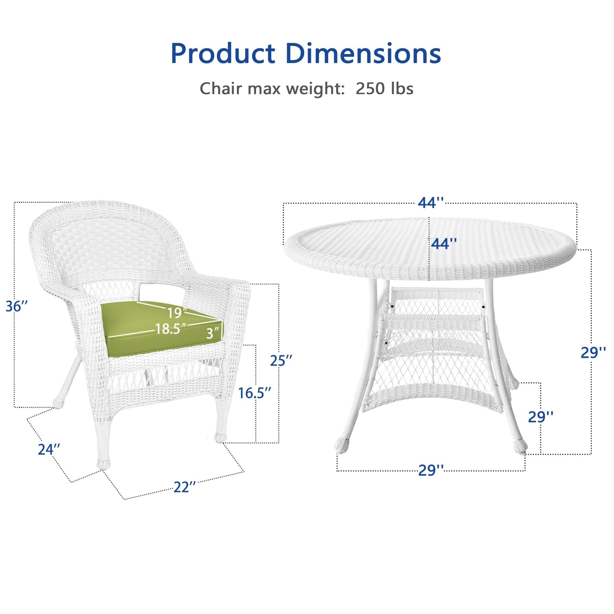 5-piece White Resin Wicker Dining Set
