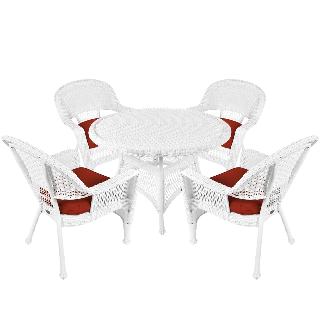 5-piece White Resin Wicker Dining Set