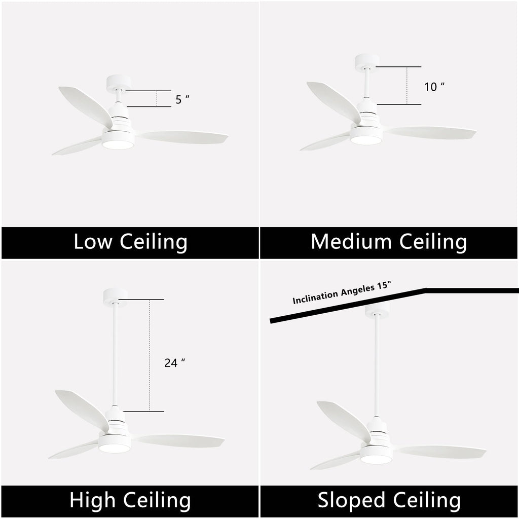 48 and 52 Integrated LED Ceiling Fan with Light and Remote, Reversible DC Motor