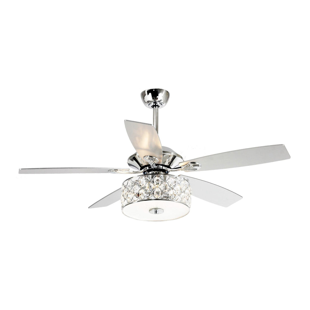 52 Modern 4-Light Chandelier Crystal Ceiling Fan with Remote