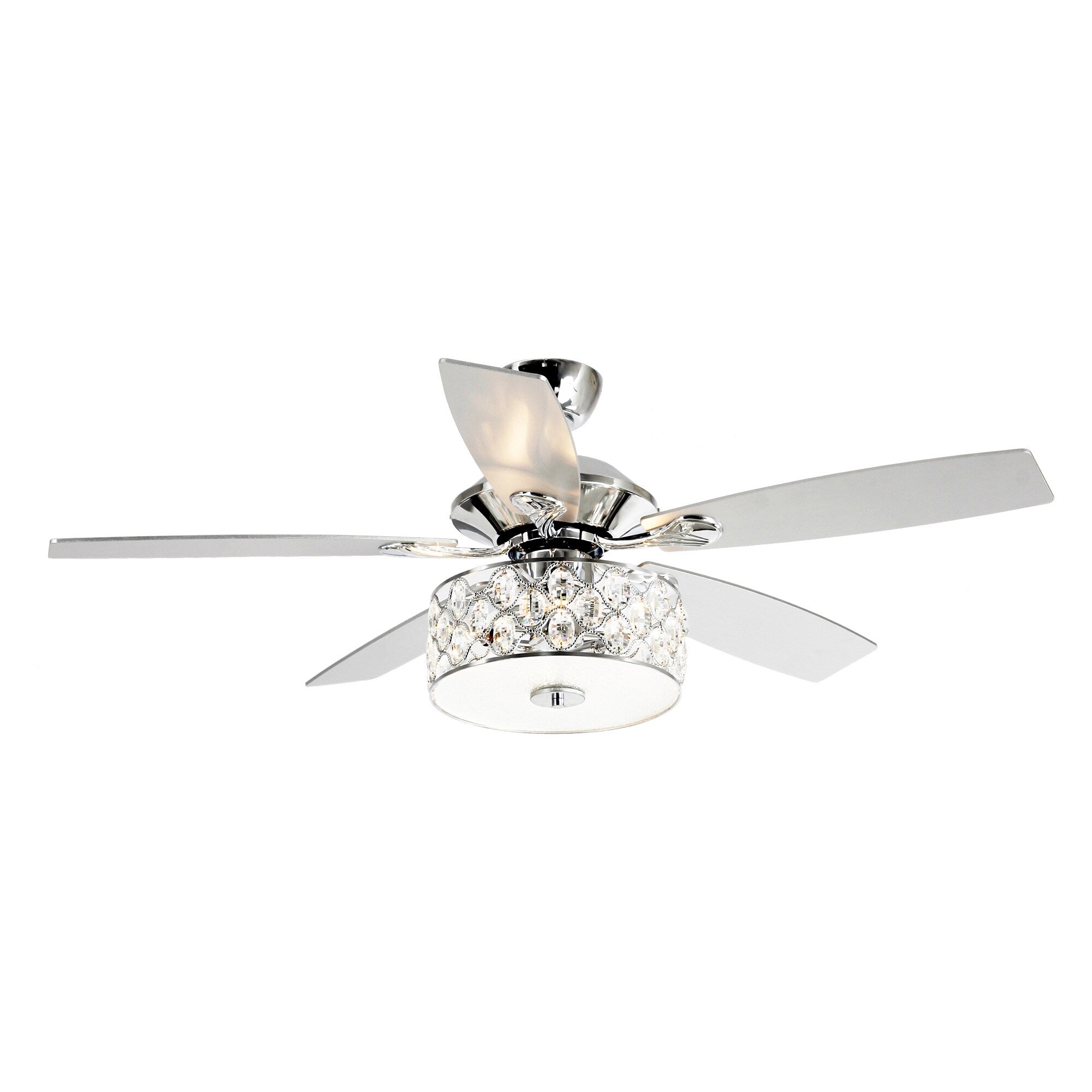 52 Modern 4-Light Chandelier Crystal Ceiling Fan with Remote