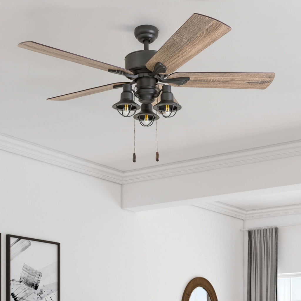 52 Prominence Home Sivan Bronze Farmhouse LED Ceiling Fan with Light, Remote Control