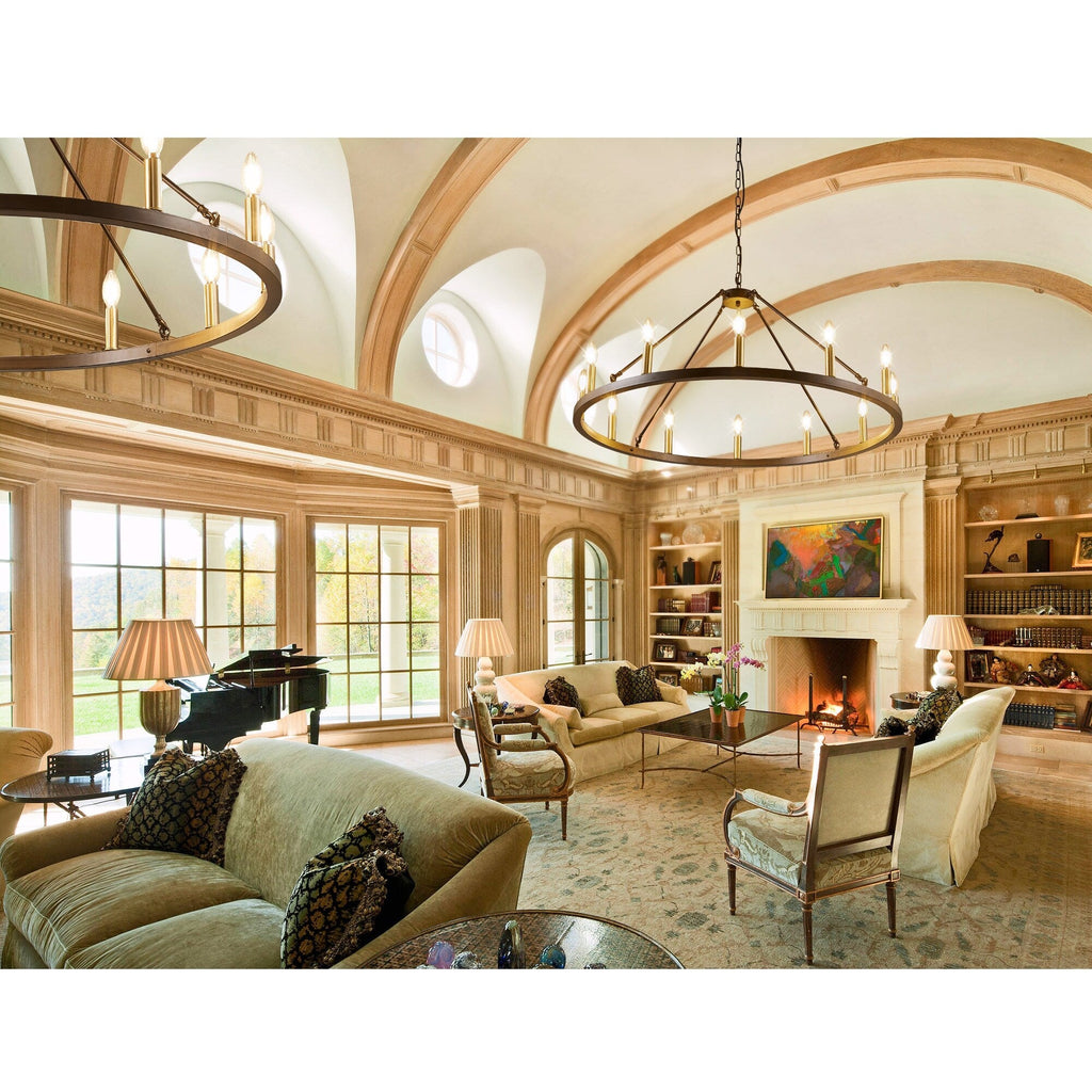 54-inch Round Wagon Wheel 24-light Chandelier