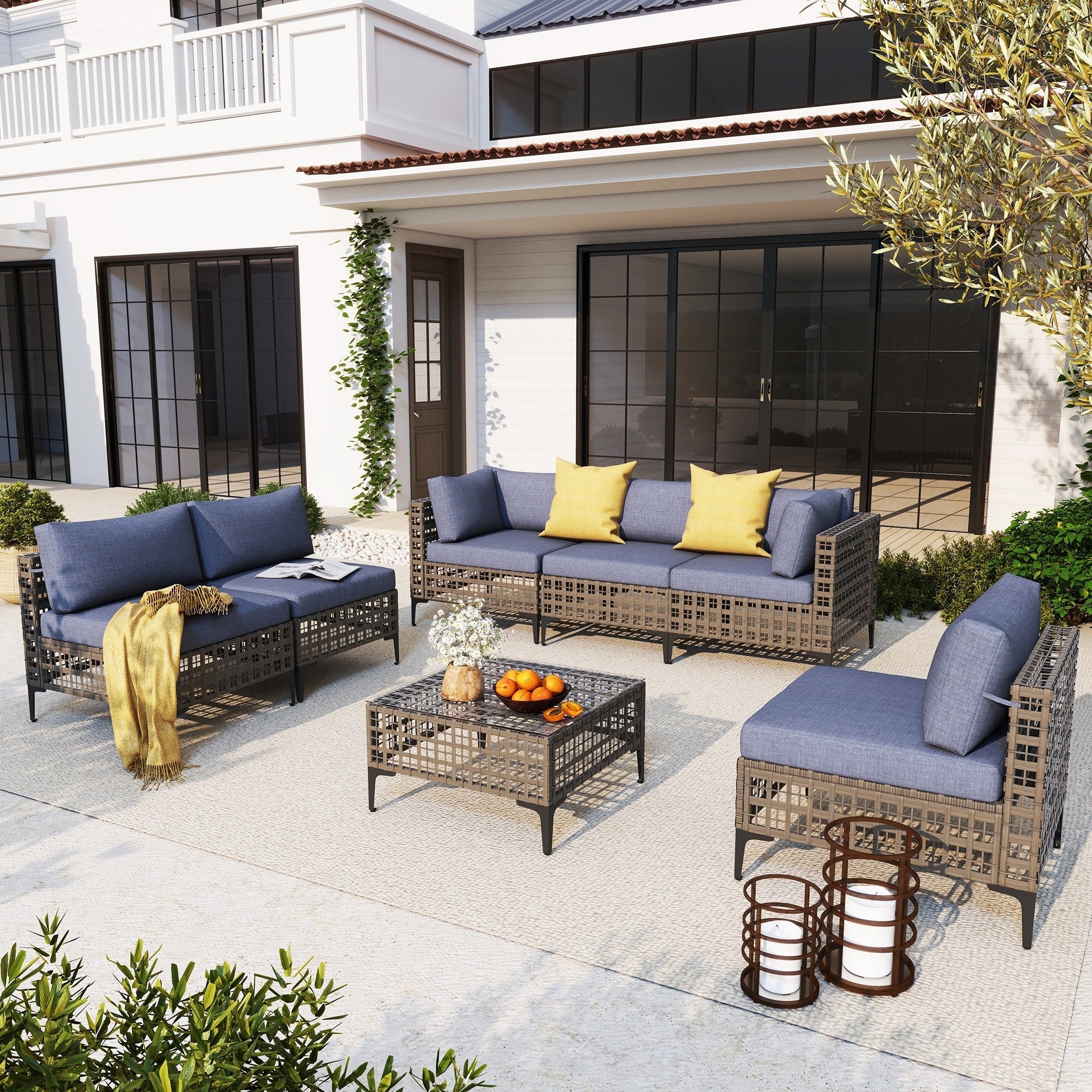 6 - Person Outdoor Sectional Seating Group with Cushions